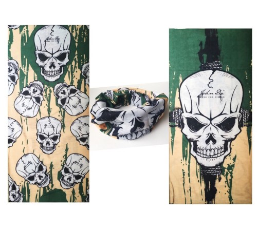 Haki Kuru Kafa Baskılı Buff Bandana 25x48 cm Haki Kuru Kafa Baskılı Buff Bandana 25x48 cm