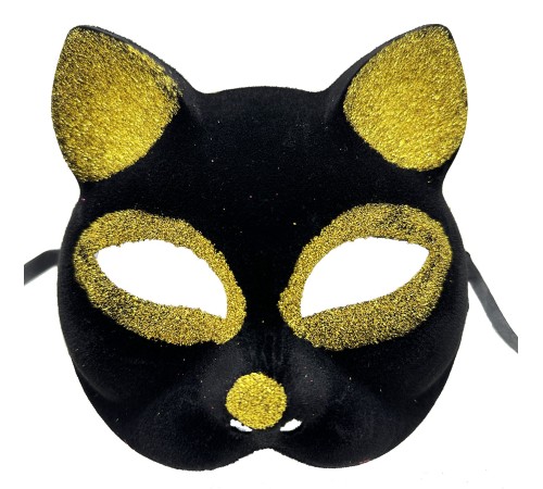 Siyah Renk Gold Simli Kedi Maskesi Siyah Renk Gold Simli Kedi Maskesi