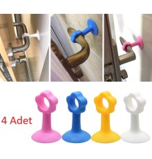 Renkli Vantuzlu Geçmeli Kapı Kolu Stoper 4lü Set