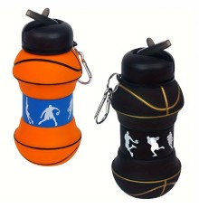 Basketbol Topu Tasarımlı Akordiyon Su Şişesi
