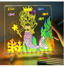 LED Aydınlatmalı Yazı ve Çizim Tahtası - Küçük Boy 20x20 cm