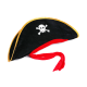 Yetişkin Boy Kadife Jack Sparrow Denizci Kaptan Jack Korsan Şapkası 50X20 CM