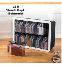 12'li Standlı Kaşıklı Baharatlık Seti