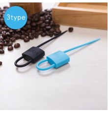 Kilit Şeklinde Silikon Kablo ve Poşet Bağlama Aparatı (3'lü Set)