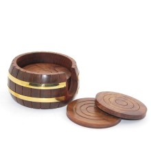 Pirinç Yuvarlak Ahşap Bardak Altı