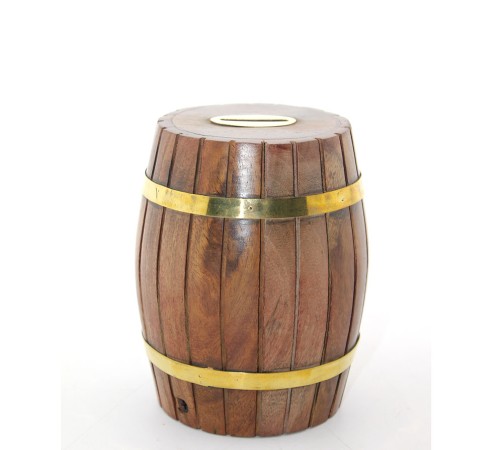 Pirinç Ahşap Fıçı Kumbara 12.5 Cm Pirinç Ahşap Fıçı Kumbara 12.5 Cm