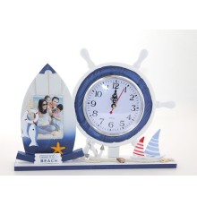 Ahşap Marin Dümenli Çerçeveli Saat Model 1