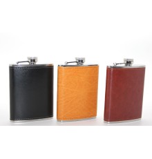 Paslanmaz Çelik Tekli 8 Oz Derili Matara