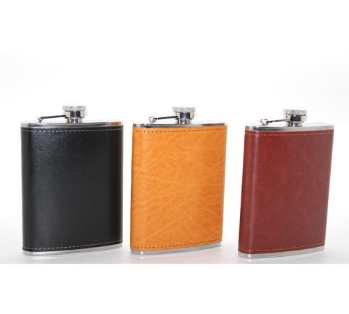 Paslanmaz Çelik Tekli 8 Oz Derili Matara Paslanmaz Çelik Tekli 8 Oz Derili Matara