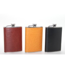 Paslanmaz Çelik Tekli 9 Oz Derili Matara