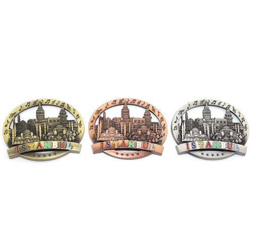 İstanbul Temalı Metal Magnet Yuvarlak Tasarım