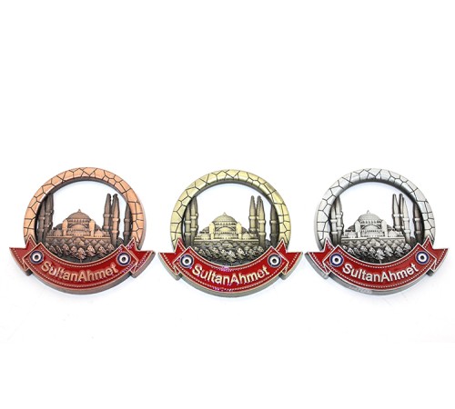 İstanbul Temalı Metal Magnet Sultanahmet Yuvarlak Tasarımlı