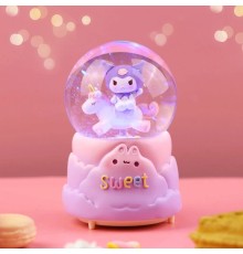 Kuromi İçi Dönmeli Püskürtmeli Işıklı Müzikli Kar Küresi Büyük Boy Model 1
