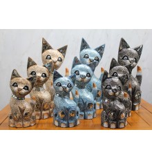 Ahşap 3'lü Kedi Seti 40 Cm