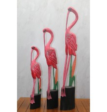 Ahşap 3'lü Flamingo Seti