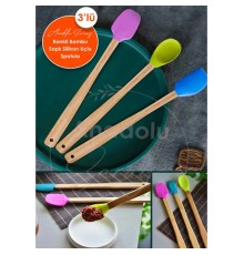 Silikon Uçlu Isıya Dayanıklı Bambu Spatula 3'lü Set