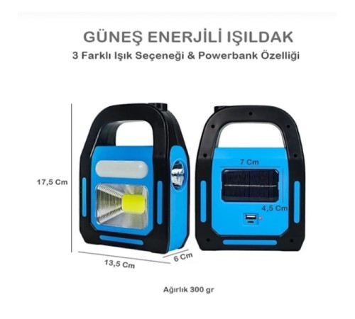 Güneş Enerjili Işıldak ve Powerbank Özellikli Kamp Lambası Güneş Enerjili Işıldak ve Powerbank Özellikli Kamp Lambası