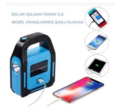 Güneş Enerjili Işıldak ve Powerbank Özellikli Kamp Lambası Güneş Enerjili Işıldak ve Powerbank Özellikli Kamp Lambası