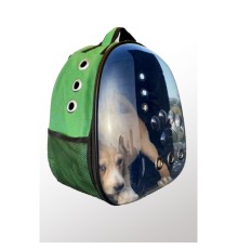 Deri Astronot Kedi Ve Köpek Taşıma Çantası Yeşil Renk