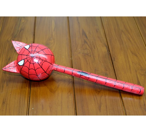 Ahşap Kedili Spiderman Marakas Tekli Ahşap Kedili Spiderman Marakas Tekli