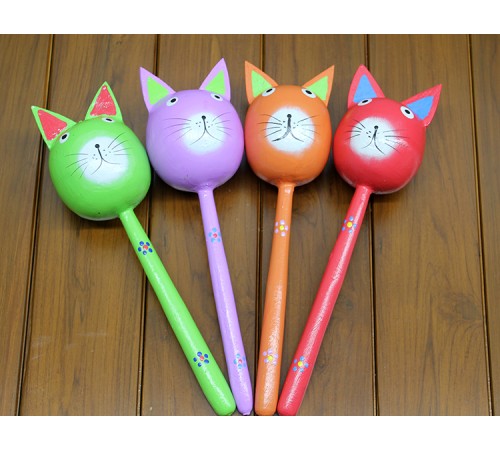 Ahşap Kedi Marakas Tekli Ahşap Kedi Marakas Tekli