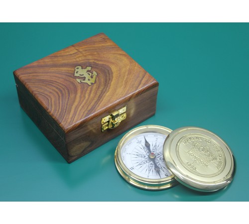 Ahşap Kutulu Pirinç Pusula Model 9