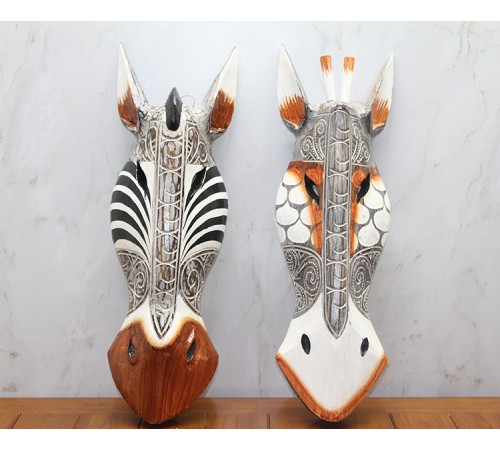 Ahşap Duvara Asmalı Maske Zebra Ahşap Duvara Asmalı Maske Zebra