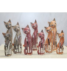 Ahşap 3'lü Kedi Seti 30 Cm Model 2