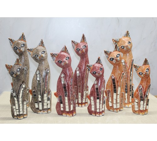 Ahşap 3'lü Kedi Seti 30 Cm Model 2 Ahşap 3'lü Kedi Seti 30 Cm Model 2