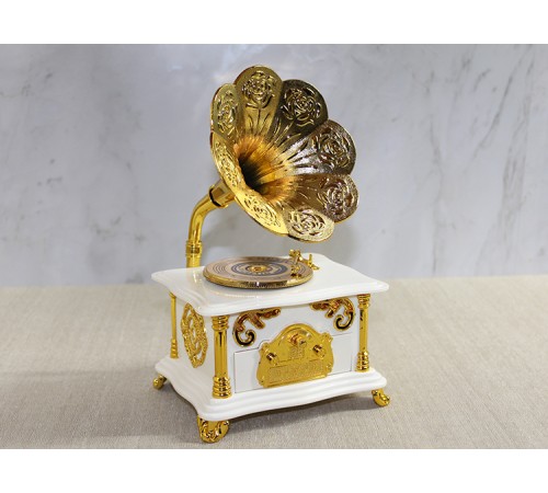 Gramofon Müzik Kutusu Beyaz Gramofon Müzik Kutusu Beyaz