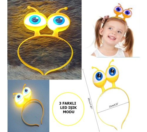 Led Işıklı & Pilli Uzaylı Göz Parti Tacı Sarı Renk Led Işıklı & Pilli Uzaylı Göz Parti Tacı Sarı Renk