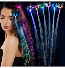 Led Fiber Optik Işıklı Kelebek Saç Klipsi
