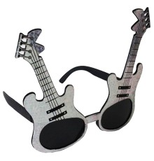 Gümüş Renk Gitar Şekilli Parti Gözlüğü