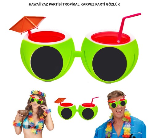 Karpuz Şekilli Tropikal Hawaii Gözlüğü Karpuz Şekilli Tropikal Hawaii Gözlüğü