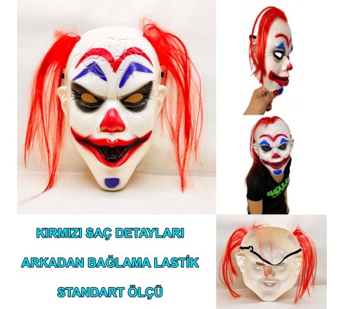 Kızıl Saçlı Joker Palyaço Maskesi Kızıl Saçlı Joker Palyaço Maskesi