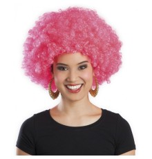 Pembe Renk Kıvırcık Afro Bonus Parti Peruğu