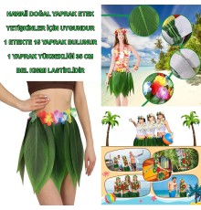 Tropikal Esintili Hawaii Yapraklı Parti Eteği Yetişkin Boy