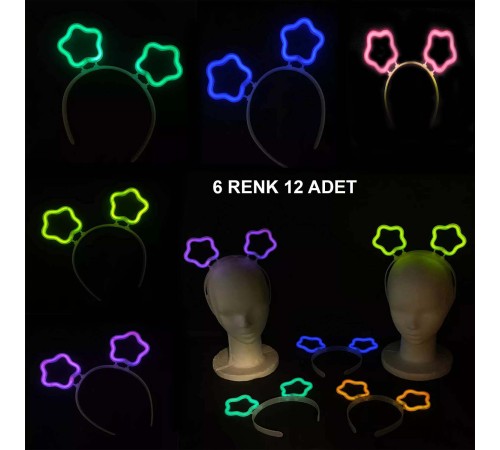 Glow Stick Karanlıkta Yanan Fosforlu Yıldız Taç 12 Adet Glow Stick Karanlıkta Yanan Fosforlu Yıldız Taç 12 Adet