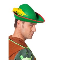 Yeşil Renk Robin Hood Şapkası Sarı Tüylü