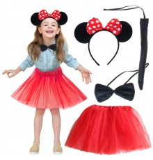 Minnie Mouse Kostüm Seti - Etek, Taç, Kuyruk, Papyon