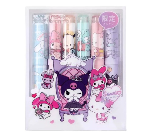 6'lı Fosforlu Kalem Seti - Hello Kitty Kuromi ve Arkadaşları 6'lı Fosforlu Kalem Seti - Hello Kitty Kuromi ve Arkadaşları