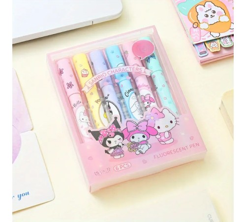 6'lı Fosforlu Kalem Seti - Sanrio Karakterleri, Kuromi, Hello Kitty 6'lı Fosforlu Kalem Seti - Sanrio Karakterleri, Kuromi, Hello Kitty