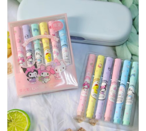 6'lı Fosforlu Kalem Seti - Sanrio Karakterleri, Kuromi, Hello Kitty 6'lı Fosforlu Kalem Seti - Sanrio Karakterleri, Kuromi, Hello Kitty