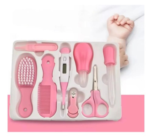 8 Parça Bebek Bakım Seti Pembe Renk 8 Parça Bebek Bakım Seti Pembe Renk