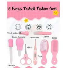 8 Parça Bebek Bakım Seti Pembe Renk