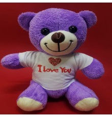 Mor I Love You Tişörtlü Peluş Ayıcık