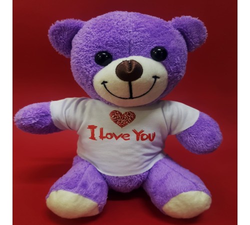 Mor I Love You Tişörtlü Peluş Ayıcık Mor I Love You Tişörtlü Peluş Ayıcık