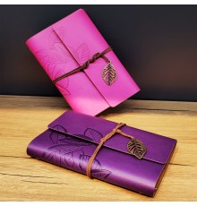 Deri Yaprak Desenli Çizgisiz Defter