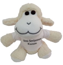 Seni Seviyorum Kuzum Tişörtlü Peluş Kuzu Oyuncak