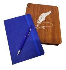 Ahşap Kutulu Defter ve Kalem Seti